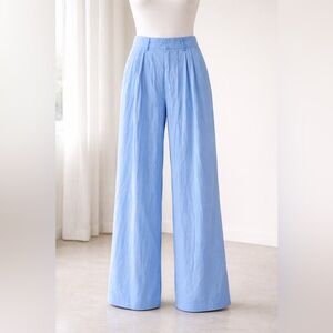 Zara ZW Collection Sky Blue Wide Leg Pants – Size M-New Without Tags
